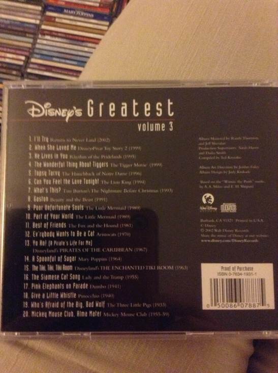 Disney: Greatest 3 - Disney (CD - 64) music collectible [Barcode 050086078875] - Main Image 2