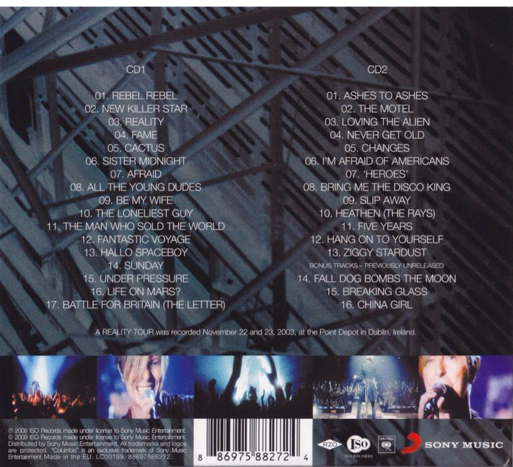 A Reality Tour - David Bowie (CD/DVD) music collectible [Barcode 886975854820] - Main Image 2