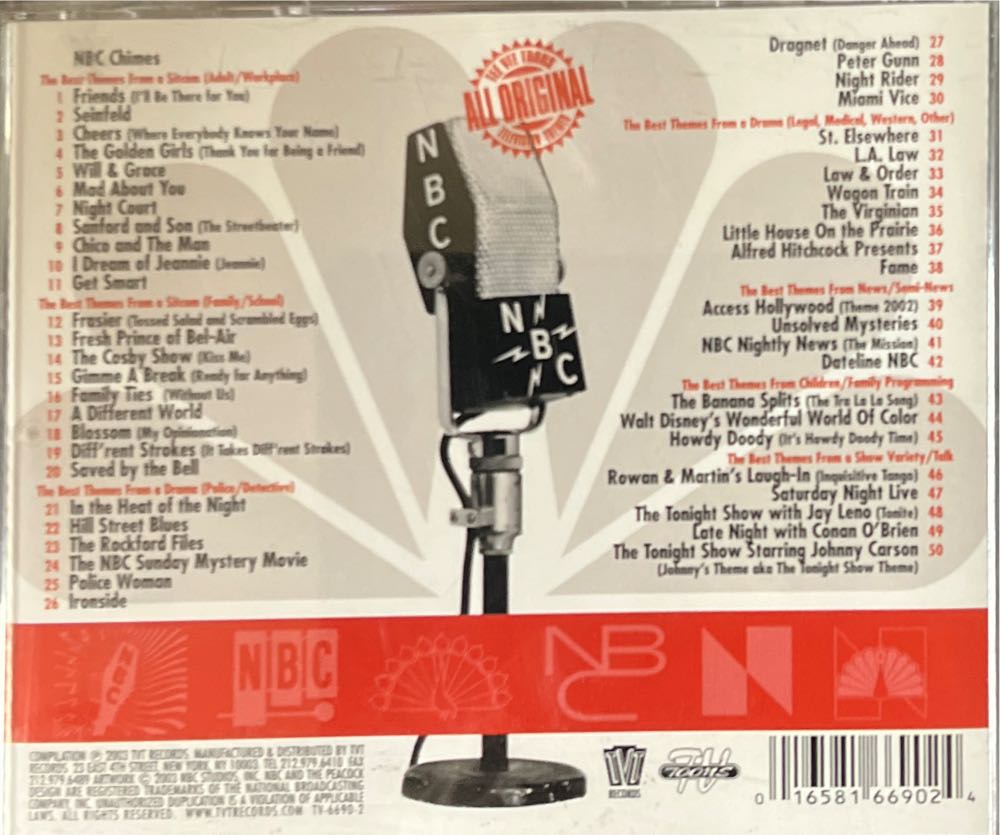 NBC: A Soundtrack of Must See TV - Various TV Themes (CD - 55) music collectible [Barcode 016581669024] - Main Image 2