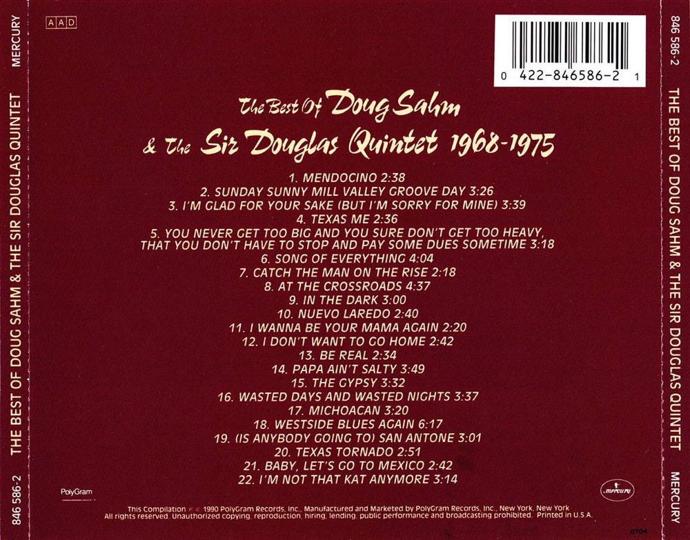 Best of Doug Sahm & Sir Douglas Quintet (1968-1975) (MP3) - Sahm, Doug & The Sir Douglas Quintet (CD - 72) music collectible [Barcode 042284658621] - Main Image 3