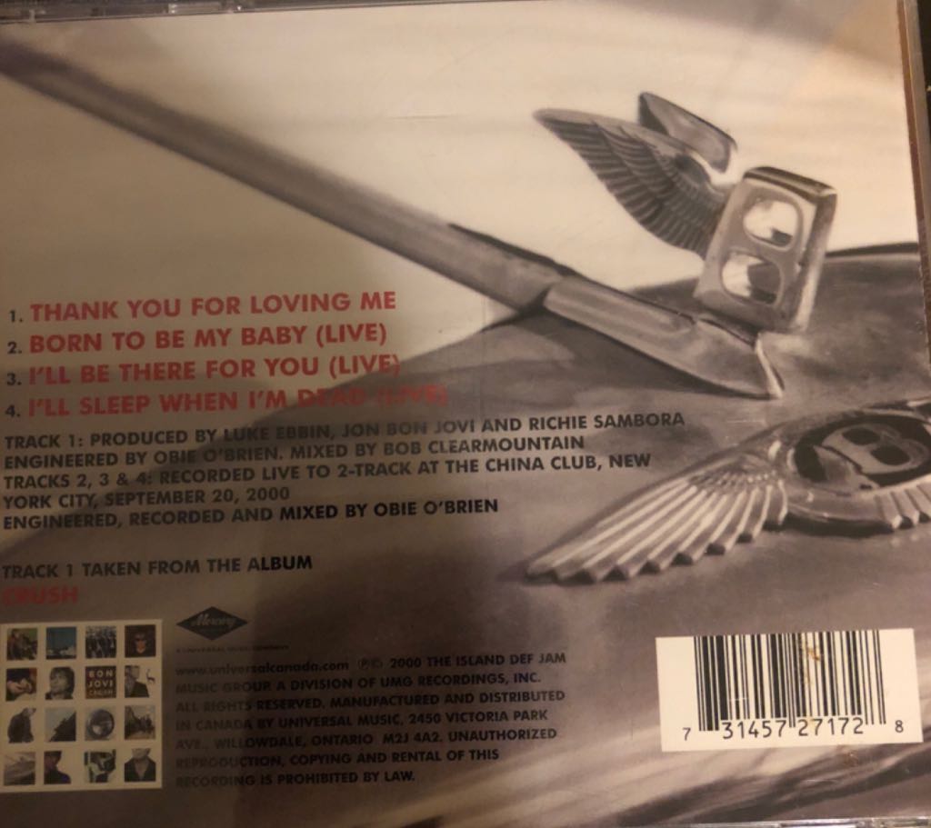 Thank You For Loving Me - Bon Jovi (CD - 23) music collectible [Barcode 731457271728] - Main Image 2