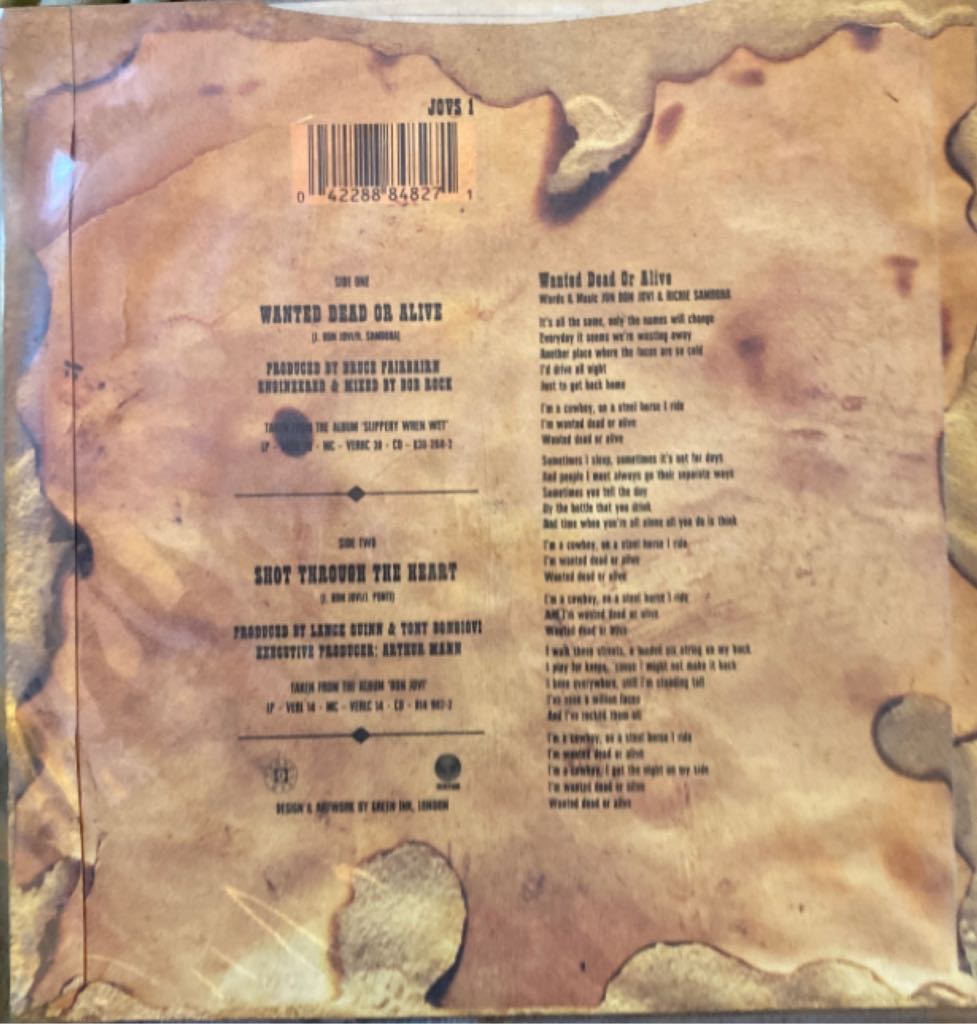 Wanted Dead Or Alive - Bon Jovi (7”) music collectible [Barcode 042288848271] - Main Image 2