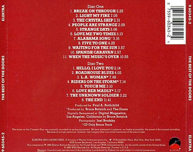 Best Of The Doors - Doors, The (CD - 8917) music collectible - Main Image 2