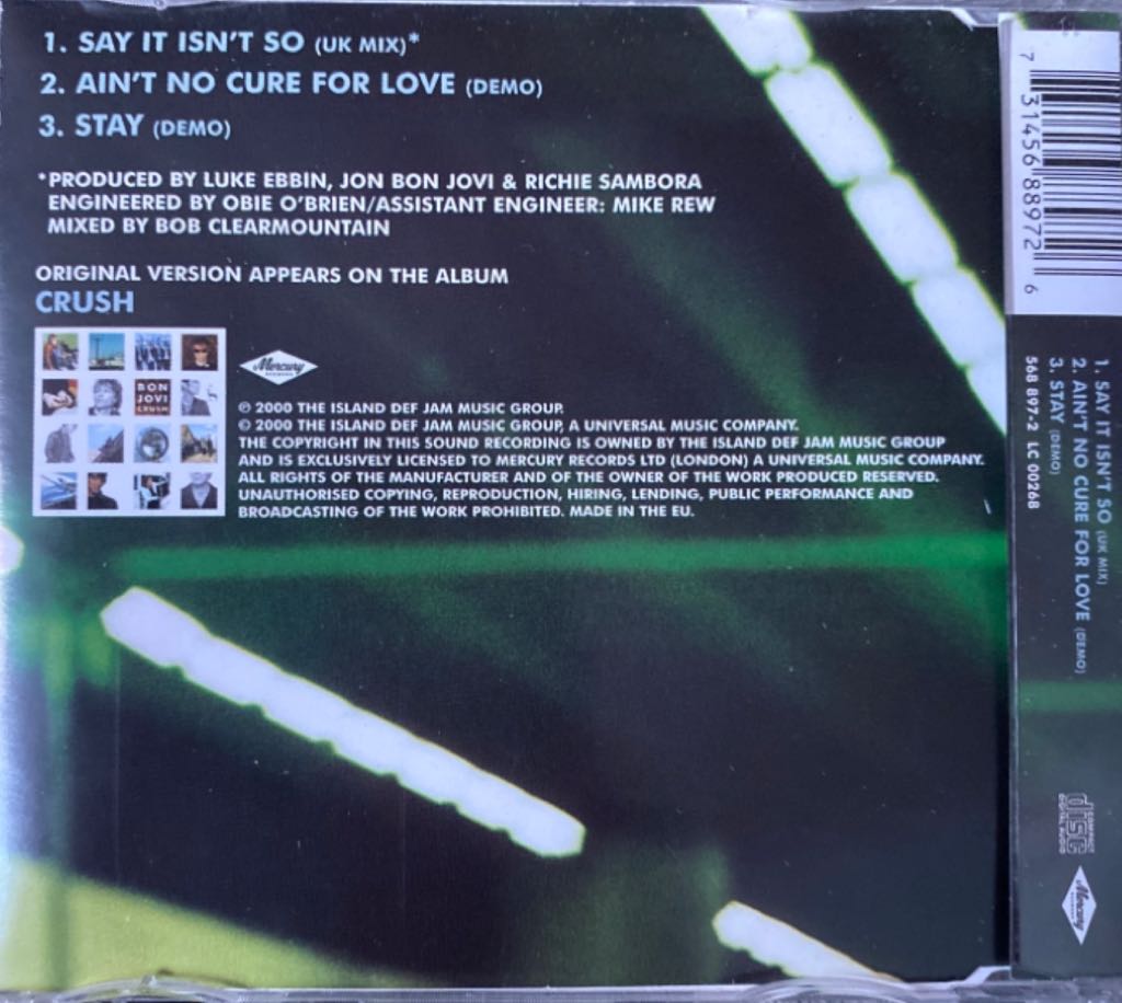 Say It Isn’t So - Bon Jovi (CD) music collectible [Barcode 731456889726] - Main Image 2