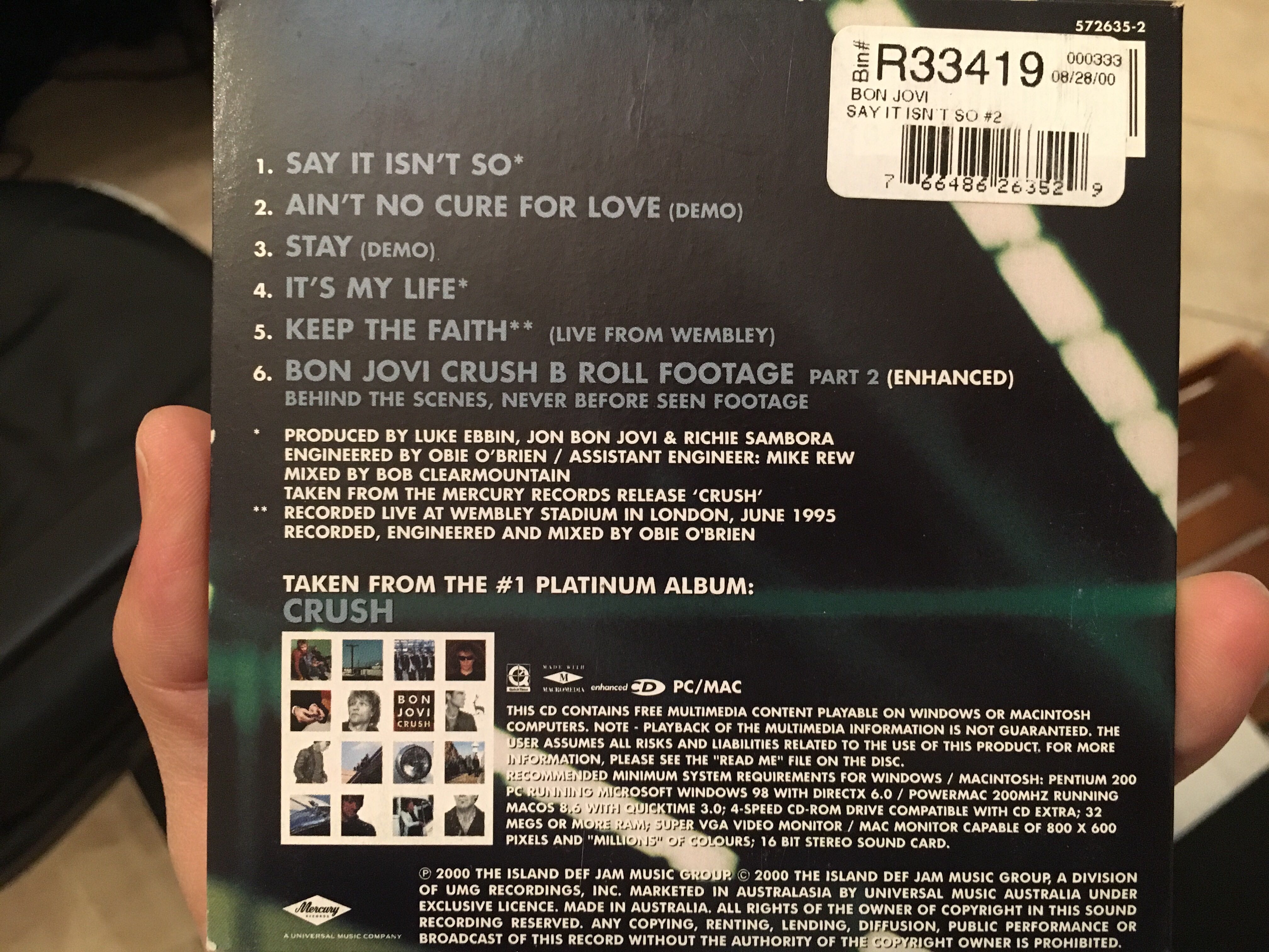 Say It Isnt So (single CD 2) - Bon Jovi (CD) music collectible [Barcode 766486263529] - Main Image 2