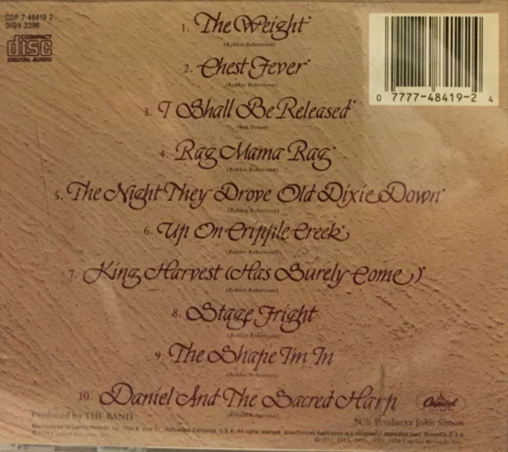 Anthology Volume 1 - Band, The (CD - 40) music collectible [Barcode 077774841924] - Main Image 2