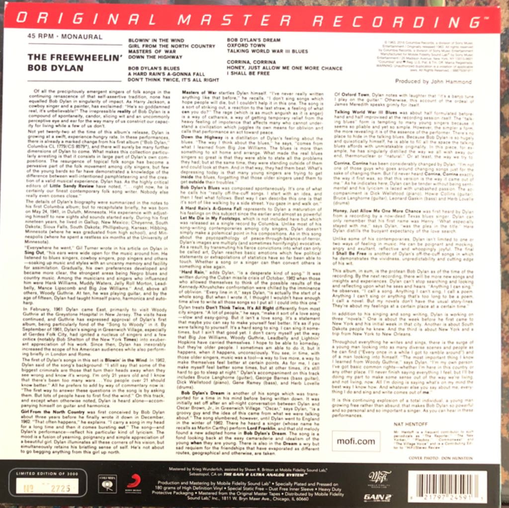 The Freewheelin’ Bob Dylan - Bob Dylan (12” - 50) music collectible [Barcode 821797245913] - Main Image 2