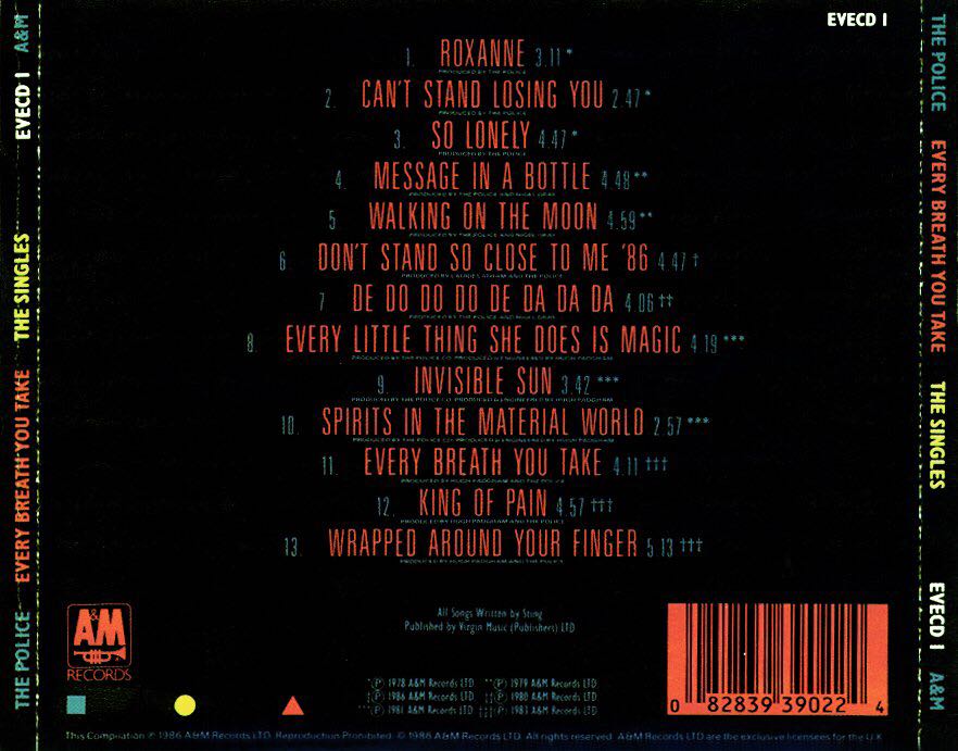 Every Breath You Take - The Singles - Police, The (CD - 50) music collectible [Barcode 777495487844] - Main Image 2