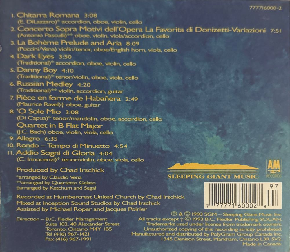 Quartetto Gelato - Quartetto Gelato (CD) music collectible [Barcode 777771600028] - Main Image 2