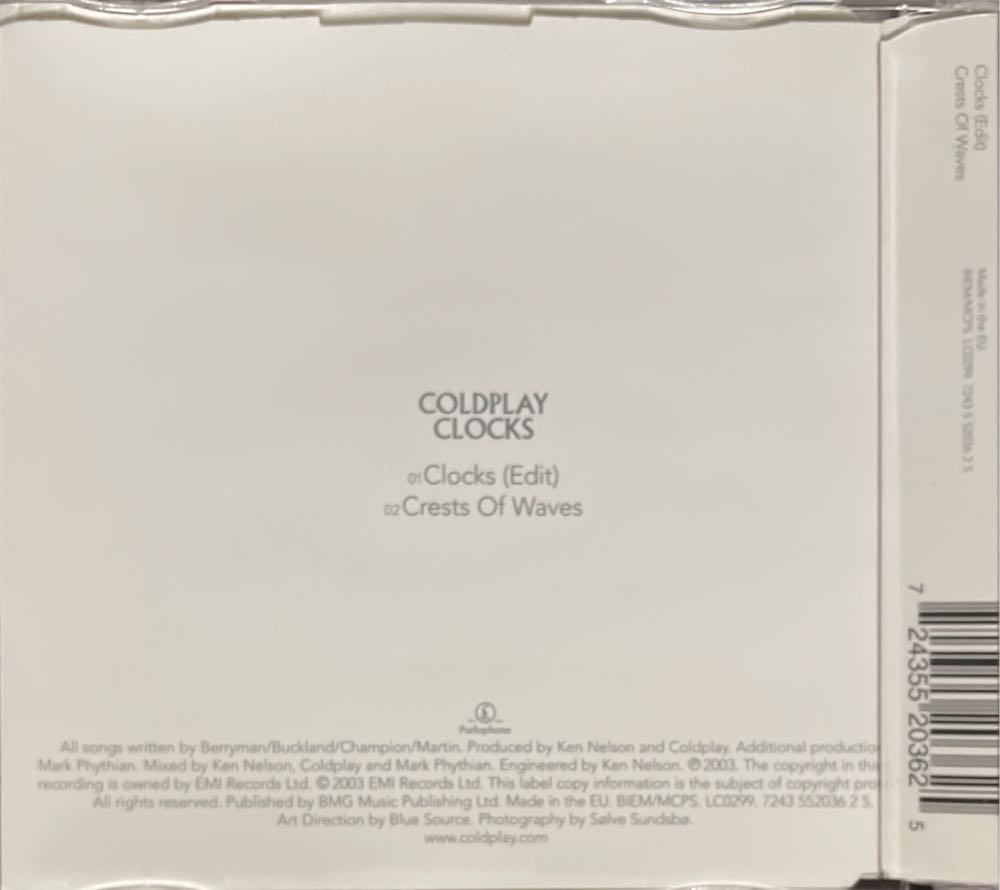 Clocks - Coldplay - Coldplay (CD - 9) music collectible [Barcode 724355203625] - Main Image 2