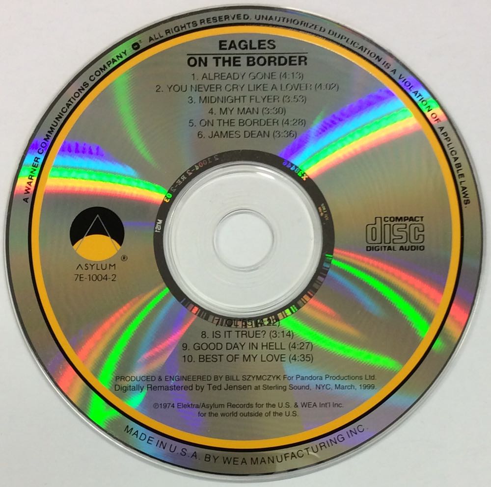 On The Border - Eagles (CD - 40) music collectible [Barcode 075596059527] - Main Image 4