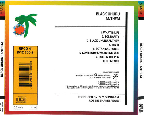 Anthem (1984 U.K. remix) - Black Uhuru (CD) music collectible [Barcode 731451275029] - Main Image 2