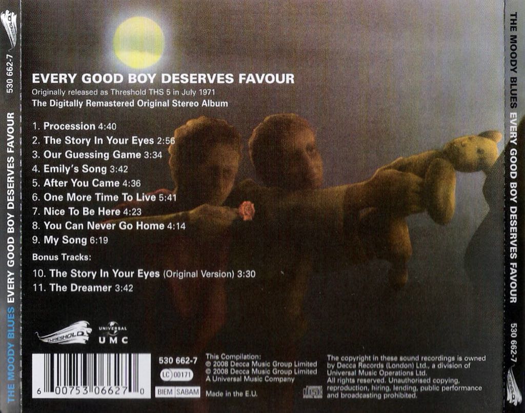Every Good Boy Deserves Favour (2008 Remaster) - The Moody Blues (CD - 48) music collectible [Barcode 600753066270] - Main Image 2
