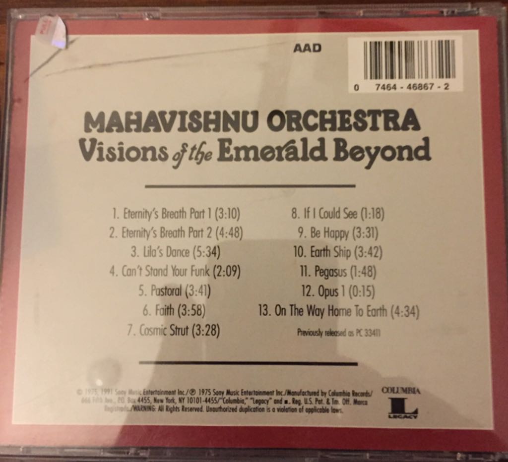 Visions of the Emerald Beyond by Mahavishnu Orchestra - Mahavishnu Orchestra (CD - 42) music collectible [Barcode 074644686722] - Main Image 2