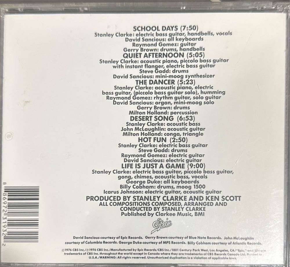 School Days - Clarke, Stanley (CD - 38) music collectible [Barcode 886972319322] - Main Image 2