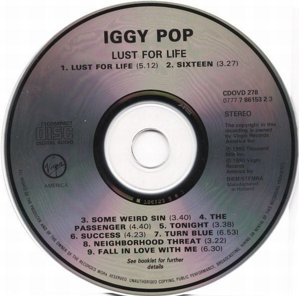 Lust For Life - Iggy Pop (MP3 - 41) music collectible [Barcode 077112615323] - Main Image 4