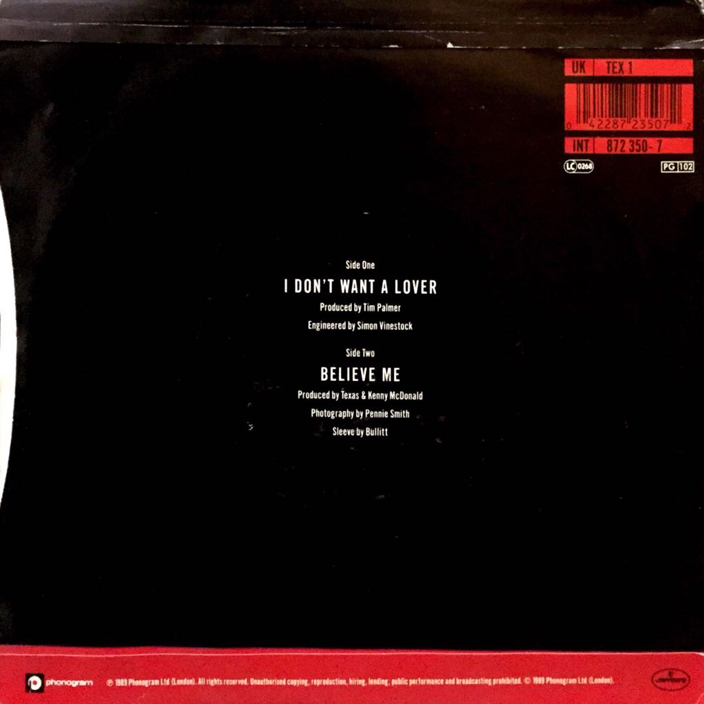 I Don’t Want A Lover - Texas (12”) music collectible - Main Image 2