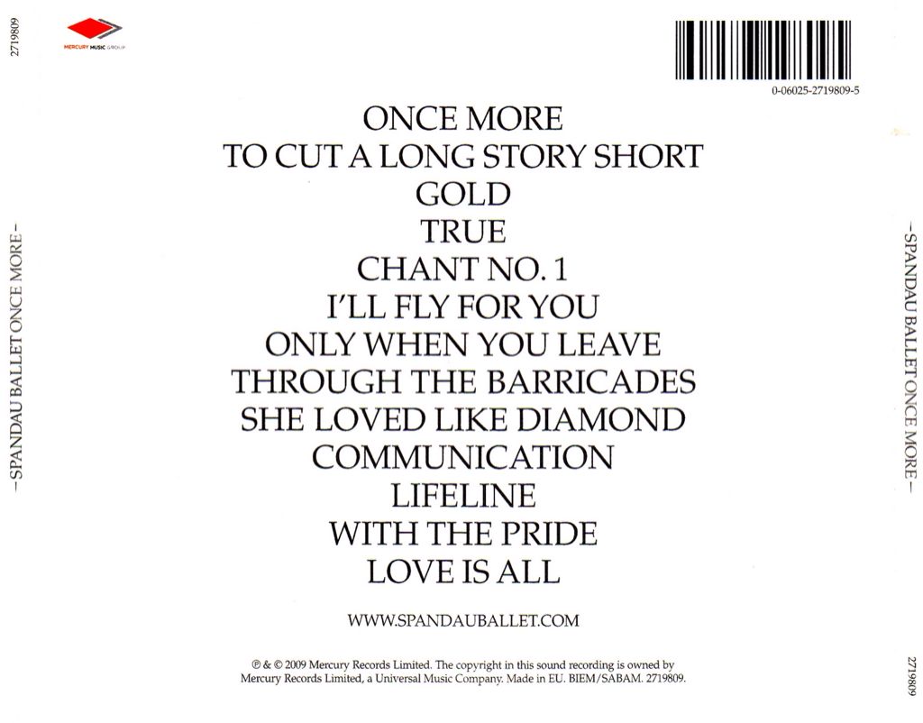 Once More - Spandau Ballet (CD) music collectible [Barcode 602527198095] - Main Image 2