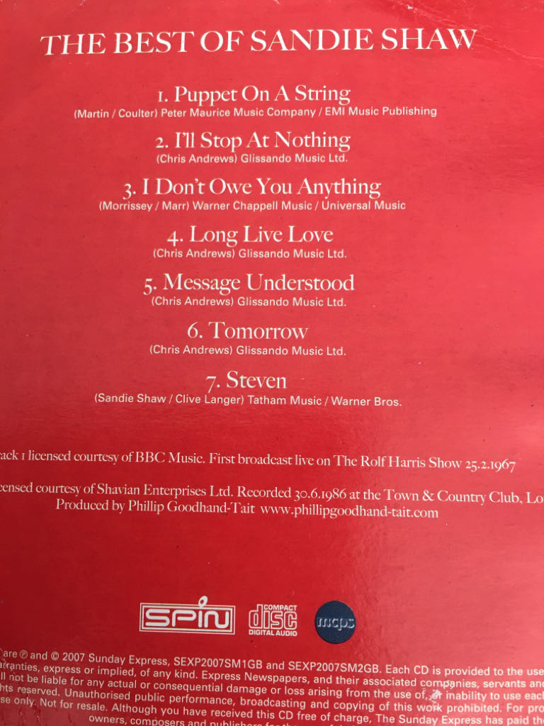 Best Of Sandie Shaw, The - Sandie Shaw (CD) music collectible - Main Image 2