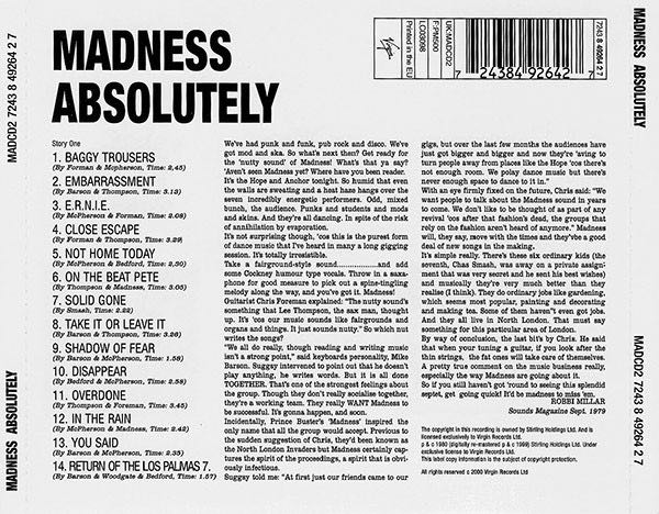 Absolutely - Madness (CD) music collectible [Barcode 724384926427] - Main Image 2