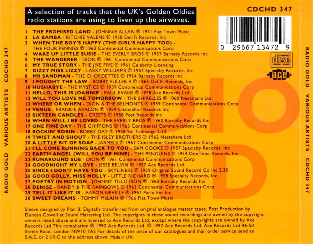 Radio Gold Vol. 1 - Various Artists 60’s (CD) music collectible [Barcode 029667134729] - Main Image 2