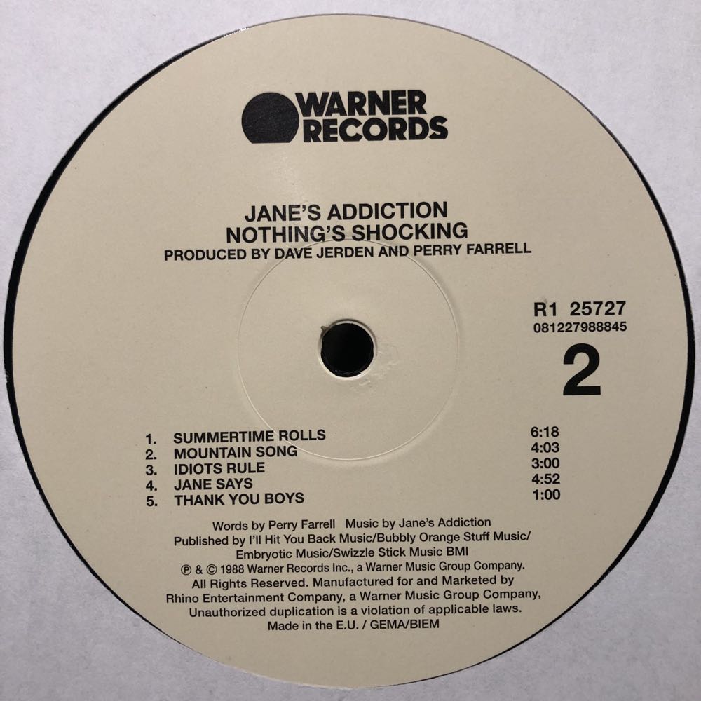 Nothing’s Shocking - Jane’s Addiction (12” - 45) music collectible [Barcode 081227988845] - Main Image 4