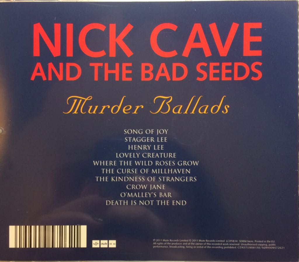 Murder Ballads - Cave, Nick And The Bad Seeds (CD) music collectible [Barcode 5099909572621] - Main Image 2