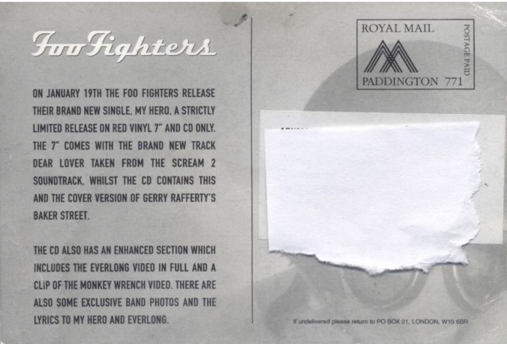 My Hero - Foo Fighters (CD - 15) music collectible [Barcode 724388518000] - Main Image 2