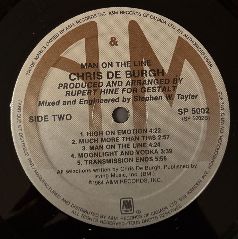 Man On The Line - Chris De Burgh (12”) music collectible [Barcode 082839500227] - Main Image 4
