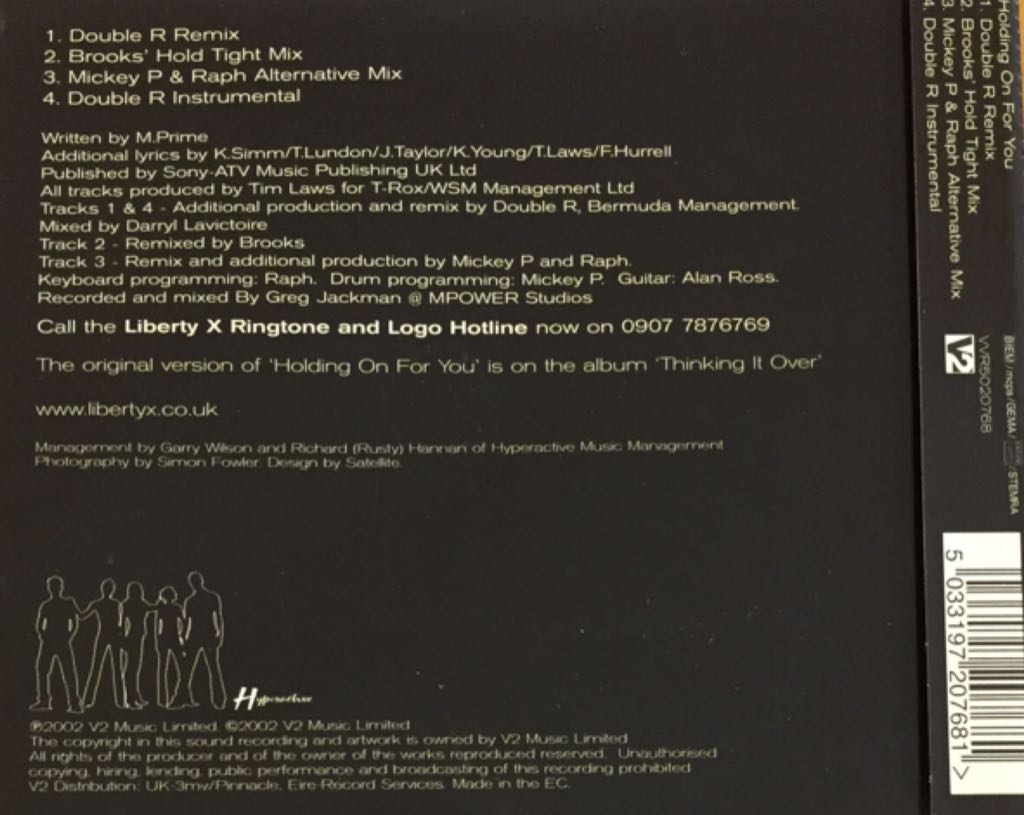 Holding On For You - Liberty X (CD) music collectible [Barcode 5033197207681] - Main Image 2