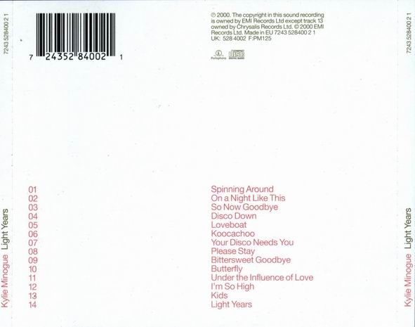 Light Years - Kylie Minogue (CD - 55) music collectible [Barcode 724352840021] - Main Image 2