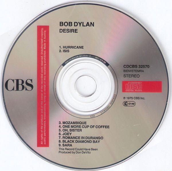 Desire - Dylan, Bob (CD - 56) music collectible [Barcode 5099703257021] - Main Image 4