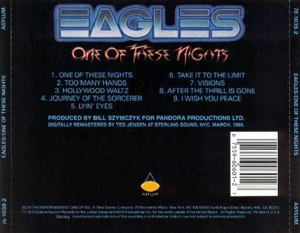 One Of These Nights - Eagles (CD - 43) music collectible [Barcode 075596060127] - Main Image 2