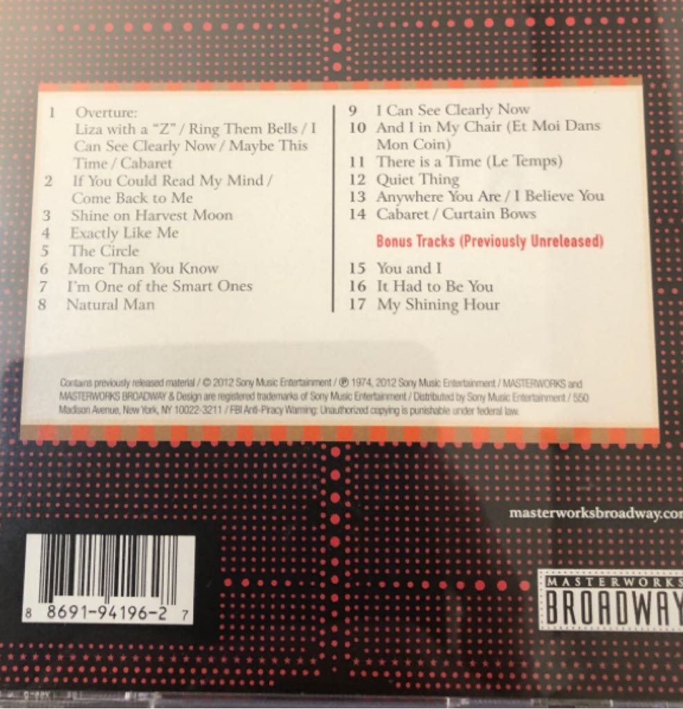 Live at the Winter Garden - Liza Minnelli (CD) music collectible [Barcode 886919419627] - Main Image 2