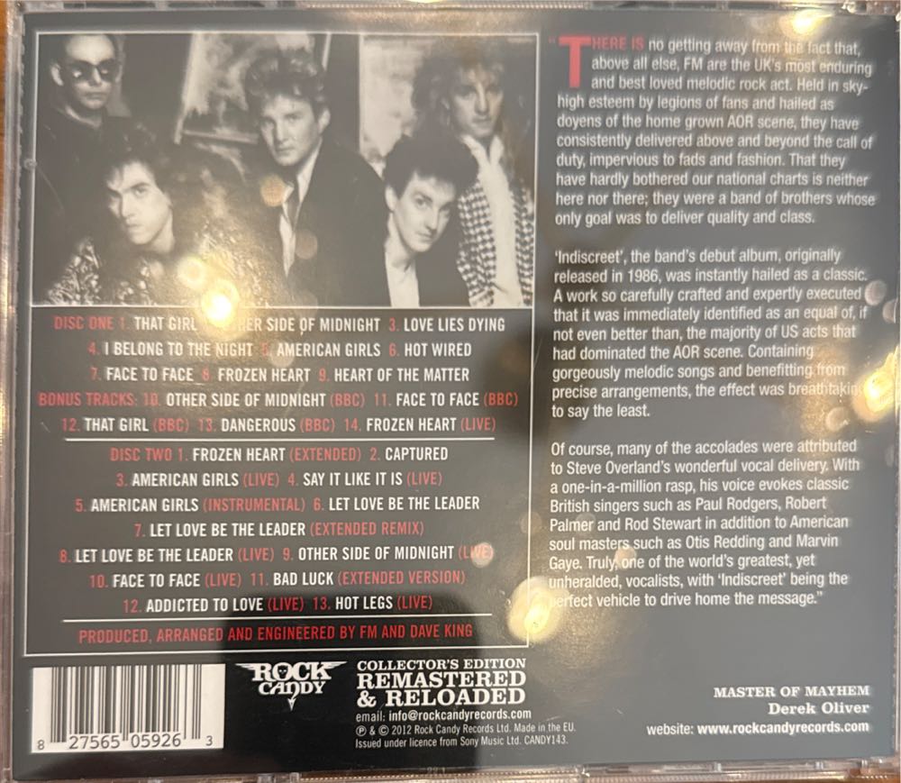 FM - Indiscreet - FM (CD-R) music collectible [Barcode 827565059263] - Main Image 2