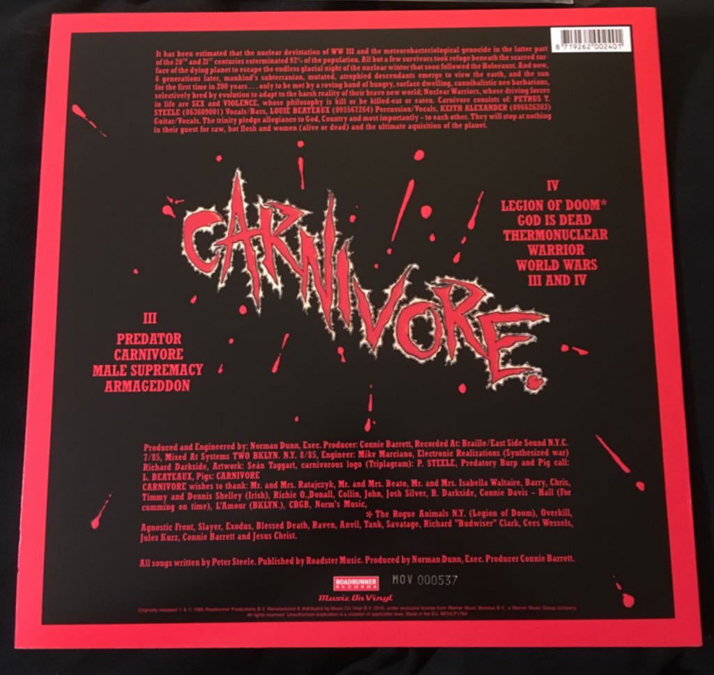 Carnivore - Carnivore (12”) music collectible [Barcode 8719262002401] - Main Image 2