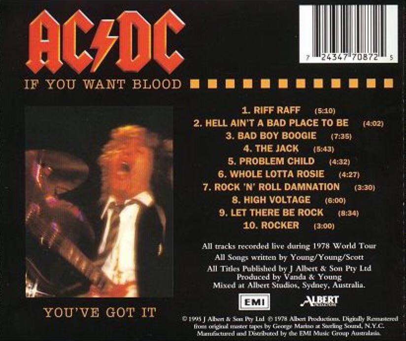 If You Want Blood You’ve Got It - AC/DC (CD - 52) music collectible - Main Image 2