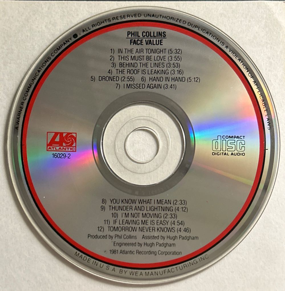 No Jacket Required - Phil Collins (CD - 45) music collectible [Barcode 075678148026] - Main Image 4