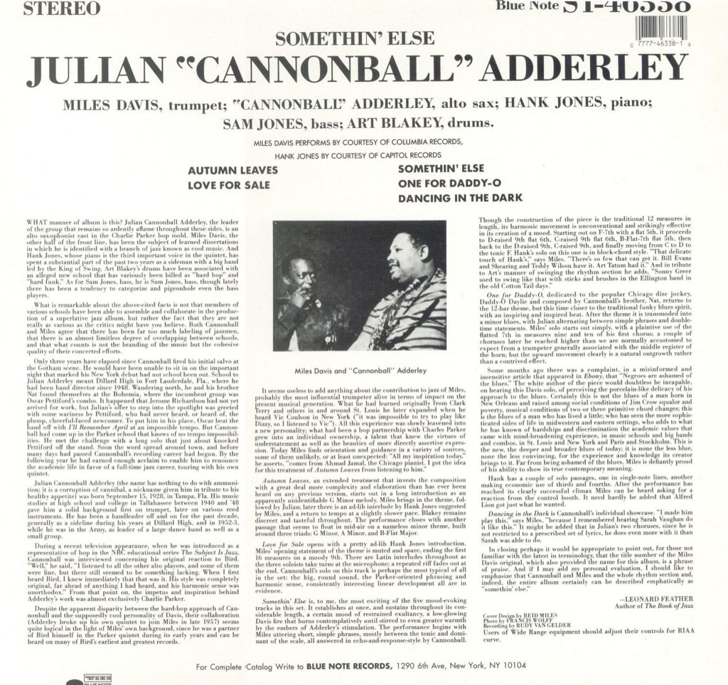 Somethin’ Else - Cannonball Adderley (12” - 3842) music collectible - Main Image 2