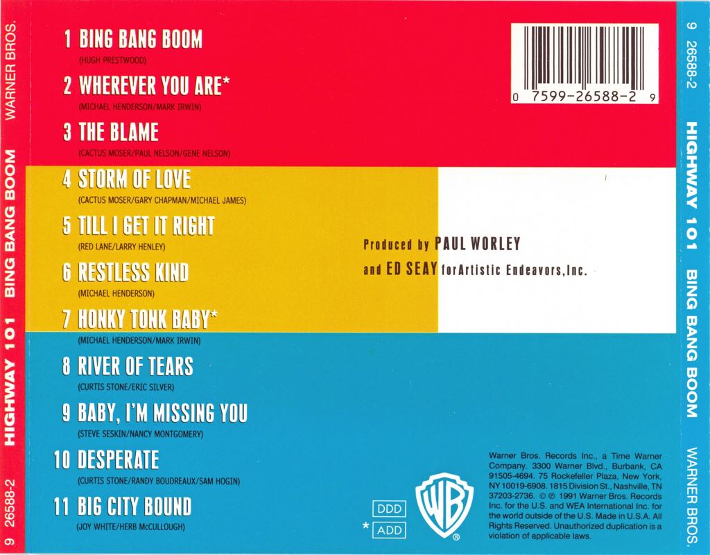 Bing Bang Boom - Highway 101 (CD) music collectible - Main Image 2