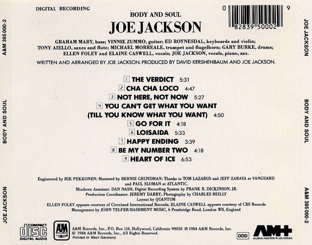 Body And Soul - Jackson, Joe (12”) music collectible - Main Image 2