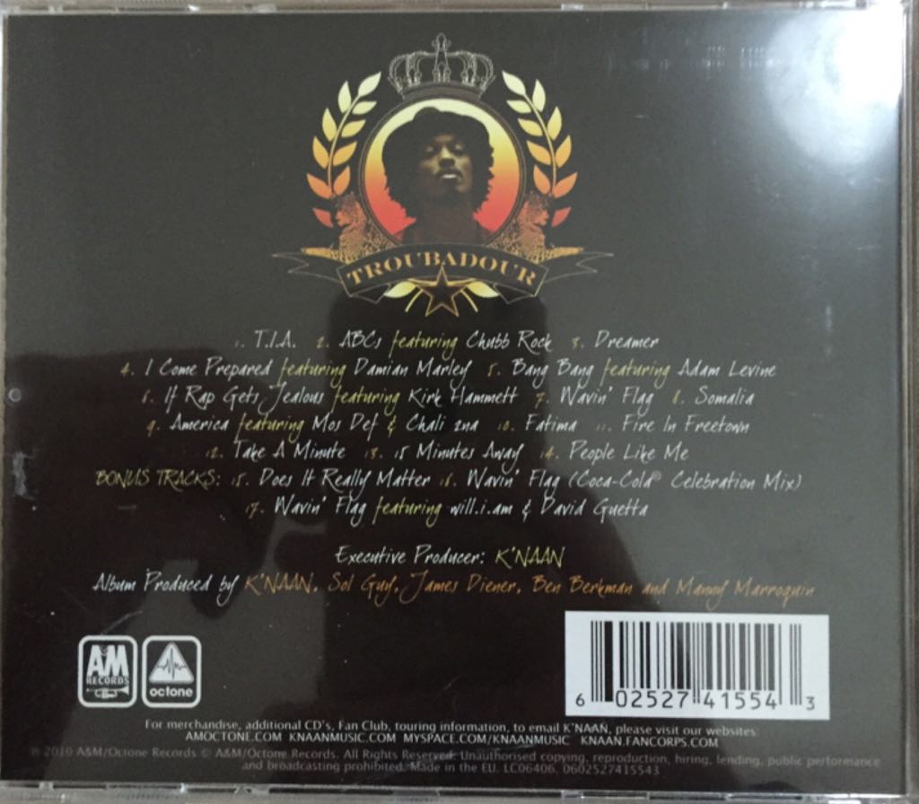 Troubadour - K’Naan (CD) music collectible [Barcode 602527415543] - Main Image 2
