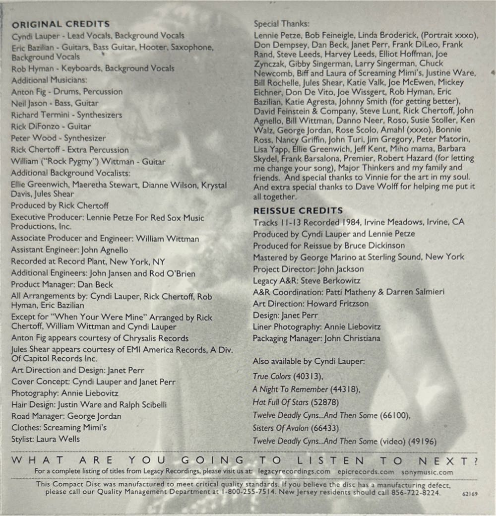 She’s So Unusual - Lauper, Cyndi (CD - 54) music collectible [Barcode 888837132329] - Main Image 3