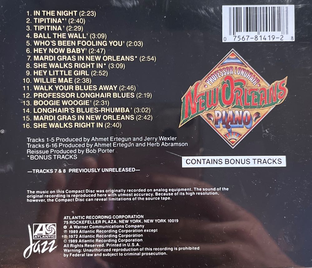 New Orleans Piano - Professor Longhair (CD) music collectible [Barcode 075678141928] - Main Image 2