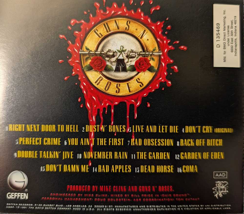 CD : Use Your Illusion I - Guns N’ Roses (CD - 76) music collectible [Barcode 0720642441527] - Main Image 4
