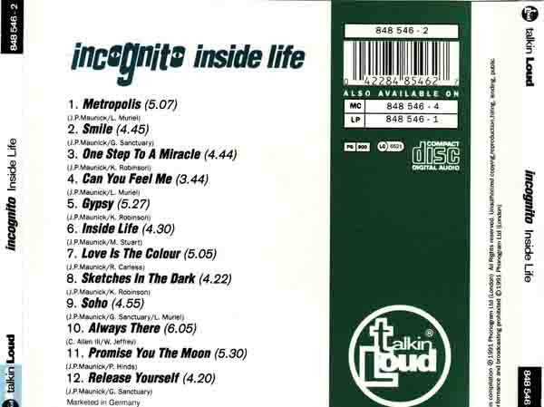 Inside Life - Incognito (CD) music collectible [Barcode 042284854627] - Main Image 3