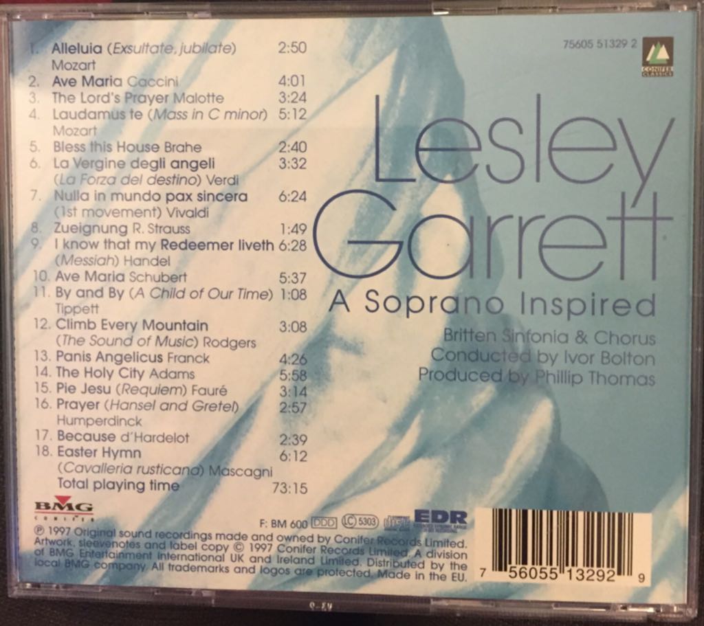 Soprano Inspired, A - Lesley Garrett (CD - 7315) music collectible [Barcode 756055132929] - Main Image 2