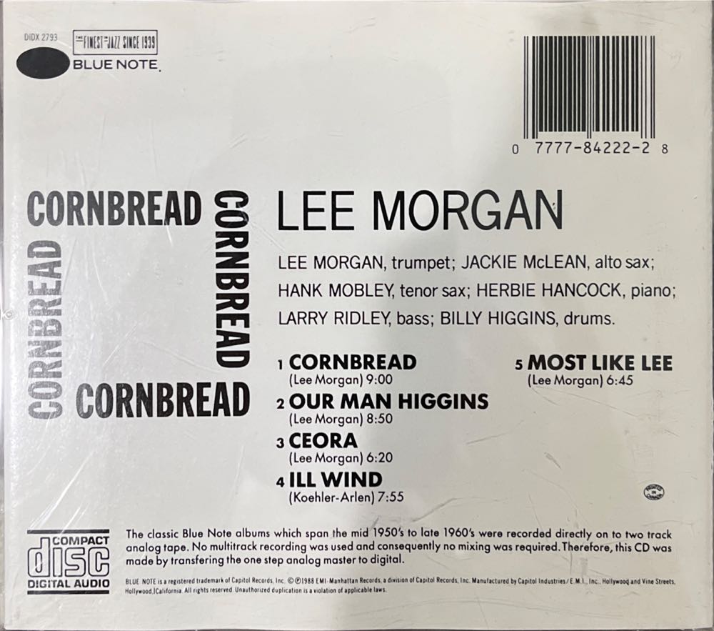 Cornbread - Morgan, Lee (CD) music collectible [Barcode 077778422228] - Main Image 2
