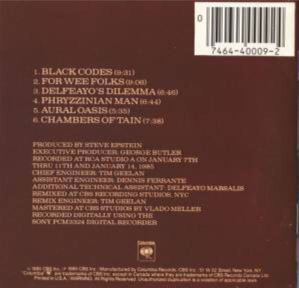 Black Codes - Marsalis, Wynton (CD) music collectible [Barcode 074644000924] - Main Image 2