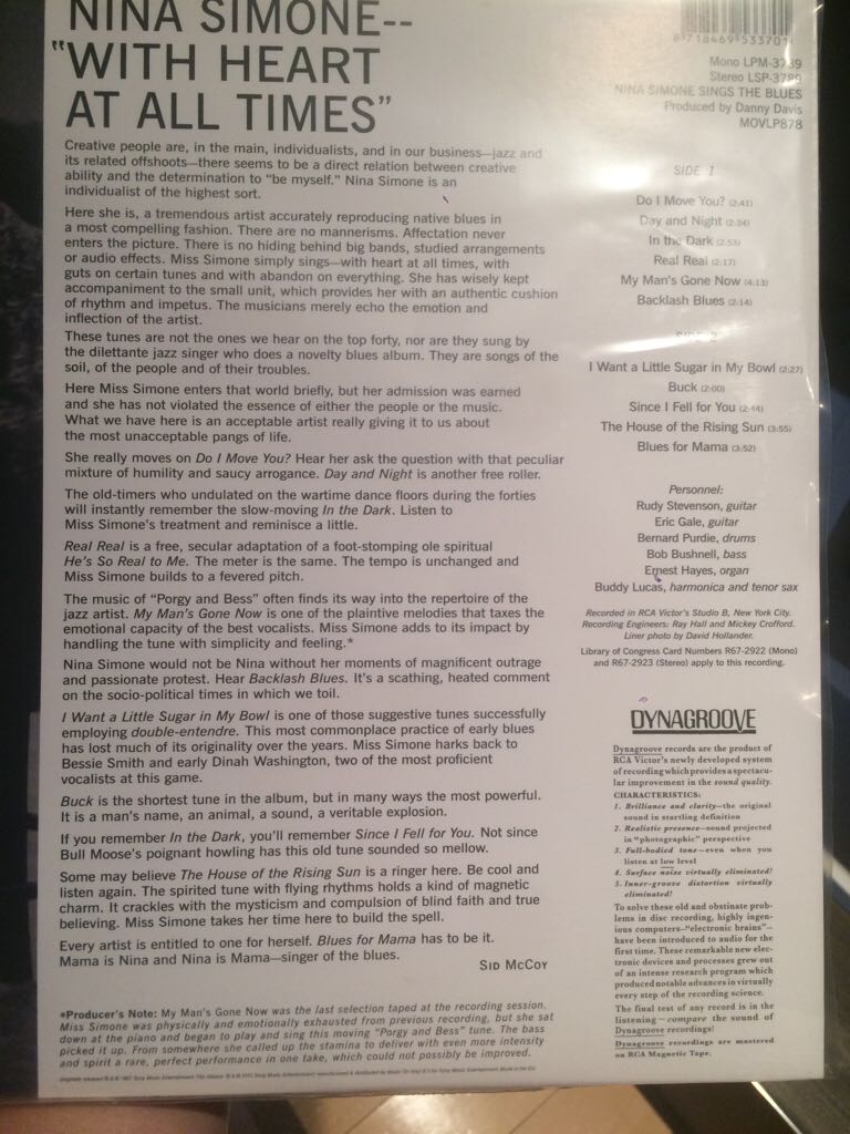 Nina Simone Sings the Blues - Nina Simone (12”) music collectible [Barcode 8718469533701] - Main Image 2